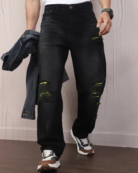 Mid Wash Distressed Jeans