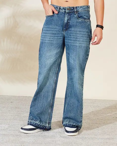 Panelled Acid Wash Jeans