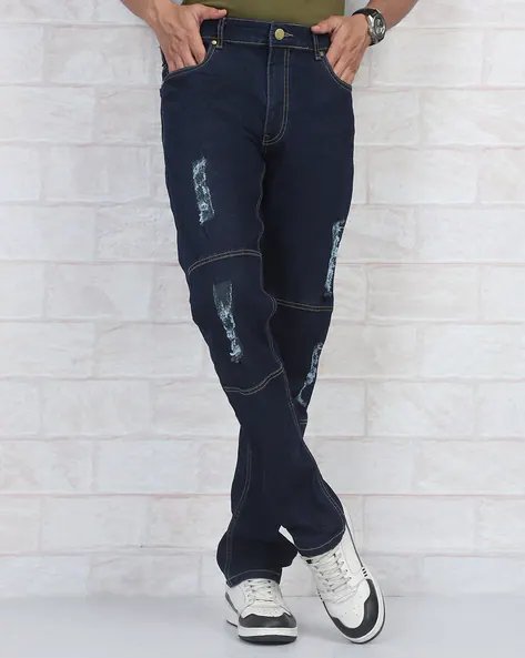 Closure Distressed Jeans