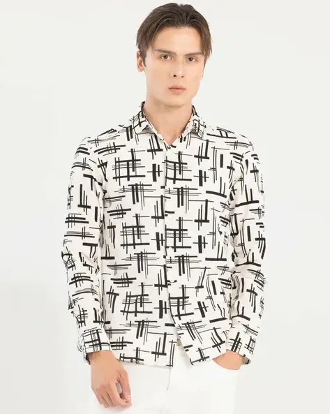 Self-design Slim Fit Shirt