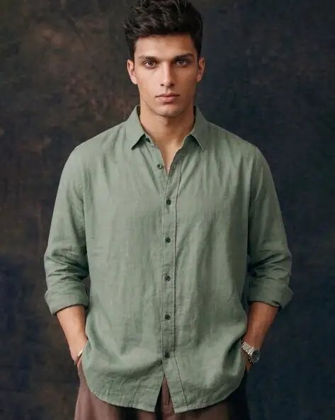 Grey Men Regular Fit Cotton Shirt