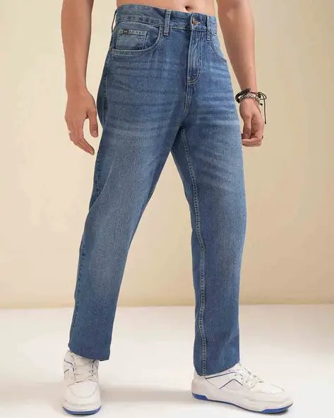 Blue Men Mid Wash Relaxed Fit Jeans