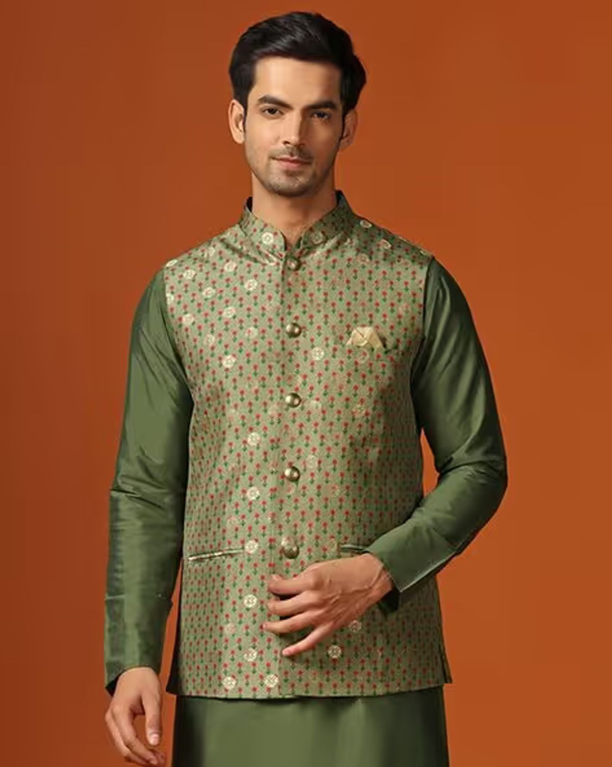 Floral Woven Nehru Jacket