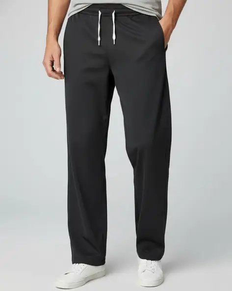 Black Men Straight Trackpants With Insert Pockets