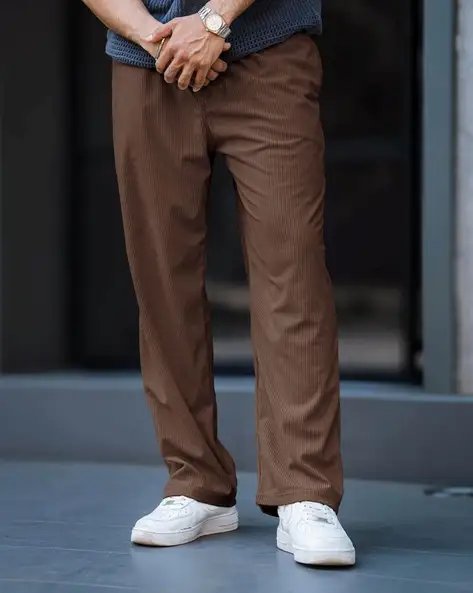 Brown Men Mid Rise Track Pants