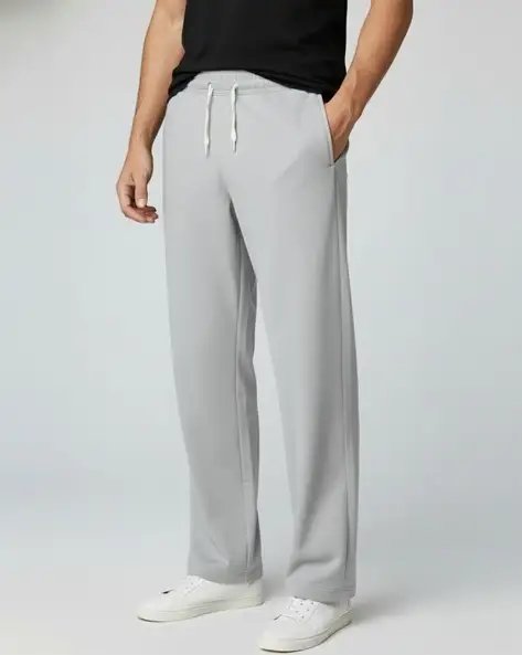 Silver Men Straight Trackpants With Insert Pockets