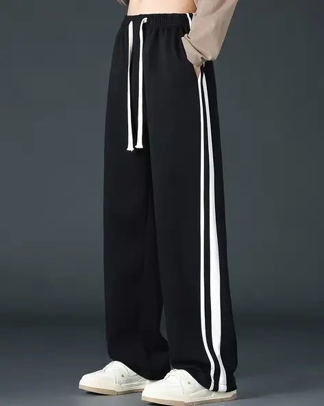 Black Men Self Design Track Pant