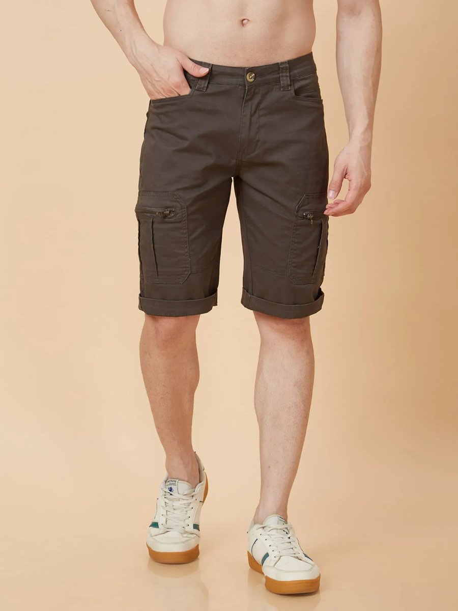 Mens Blue Distressed Cargo Denim Shorts