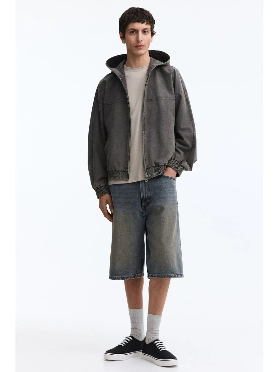 Men S Indigo Blue Acid Wash Utility Denim Shorts