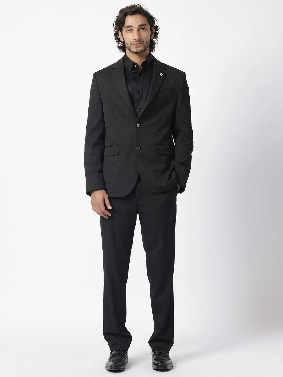 Primary Black 2 Piece Checks Suit Set Of 2