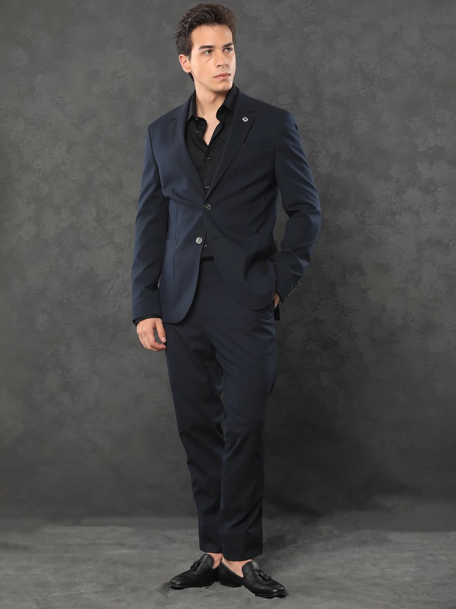 Primary Navy Blue Solid 2 Piece Suit Set Of 2