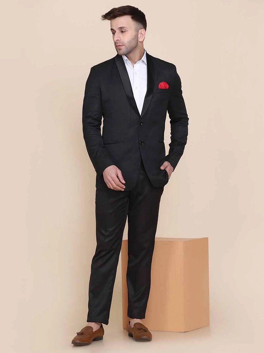 Men Tuxedo Style Black Blazer With Pant