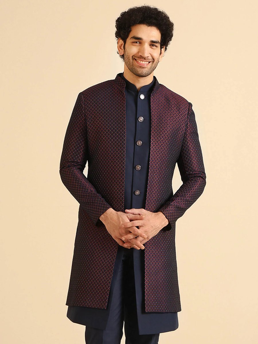Men S Cream Georgette Sherwani