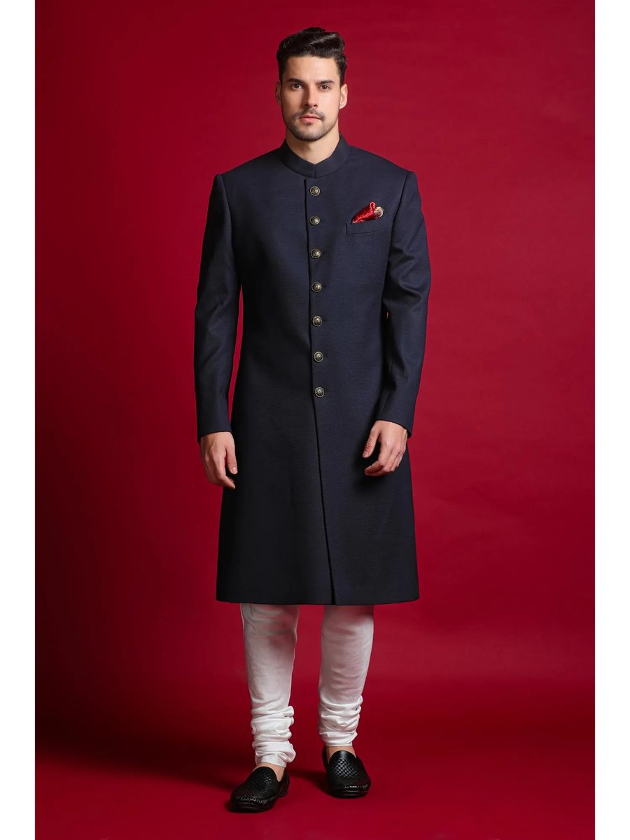 Peach Cherry Blossom Sherwani Set