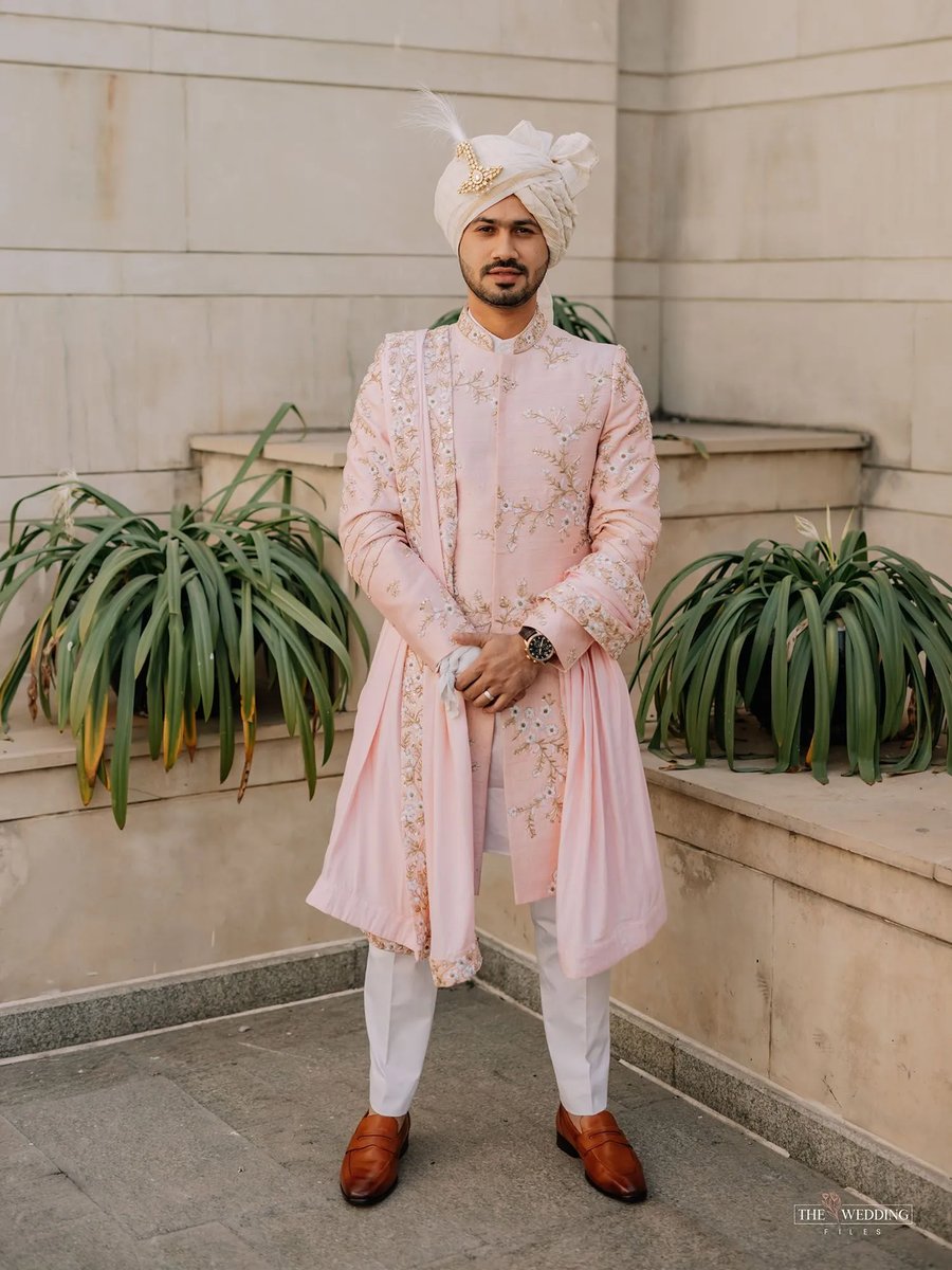 Navy Blue Embroidered Sherwani And Pant
