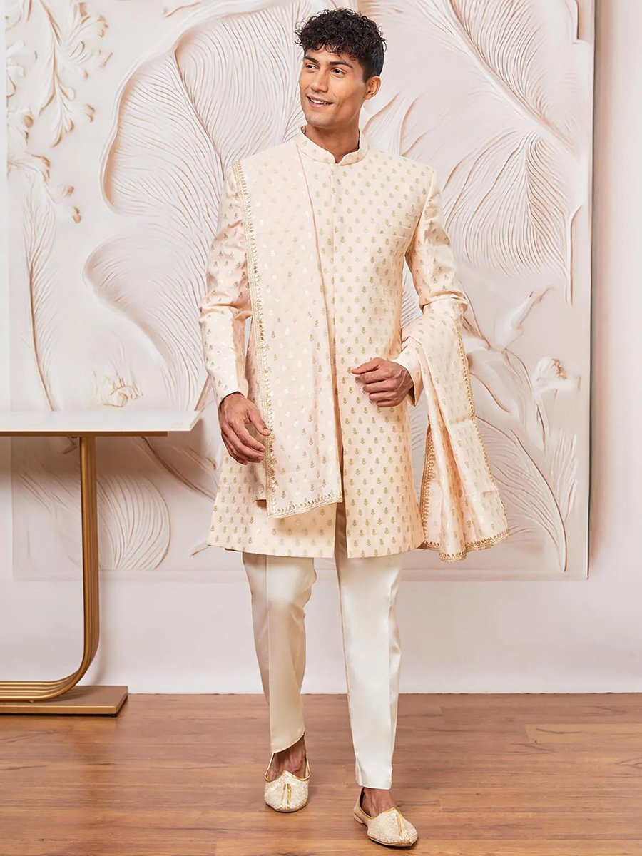 Mens Black Sherwani Pant With Jacket