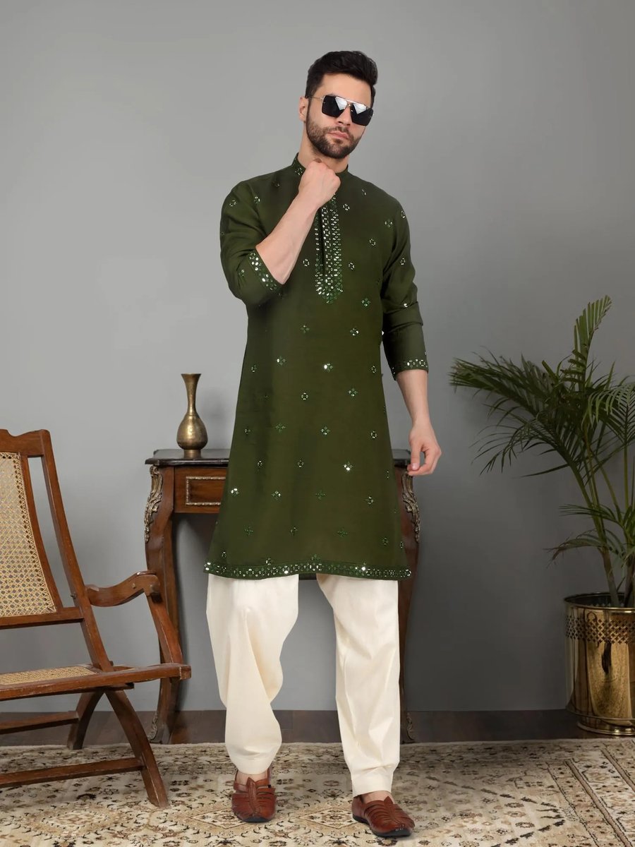 Viscose Silk Embroidered Stitched Kurta
