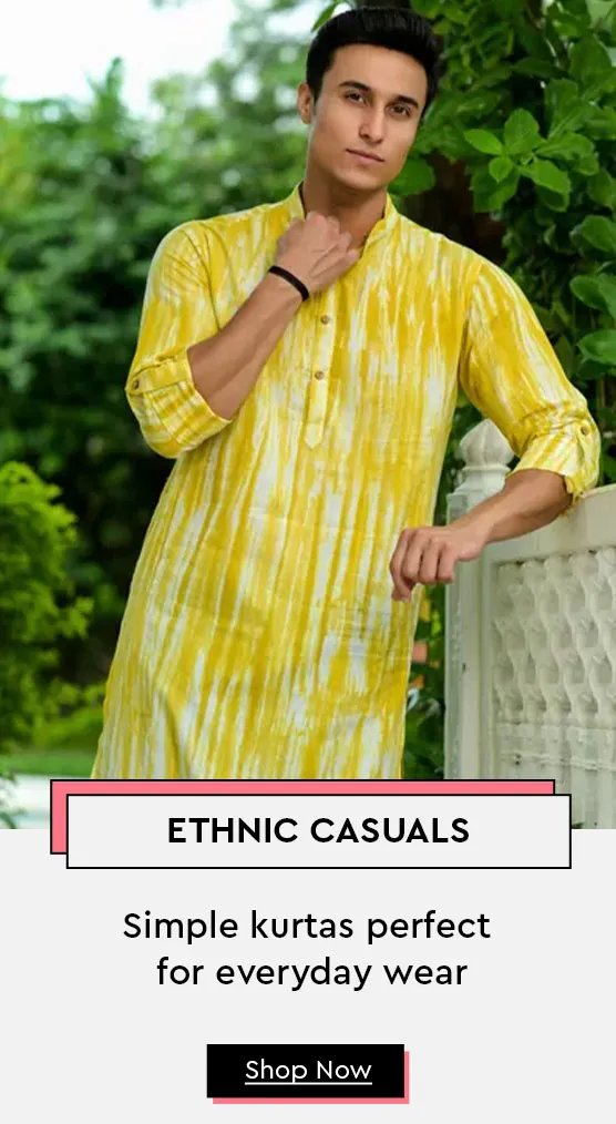 Yellow Silk Embroidered Men Kurta