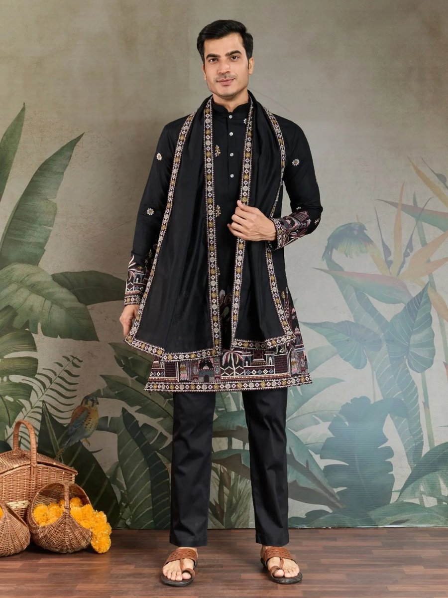 Cotton Blend Ombre Printed Green Kurta