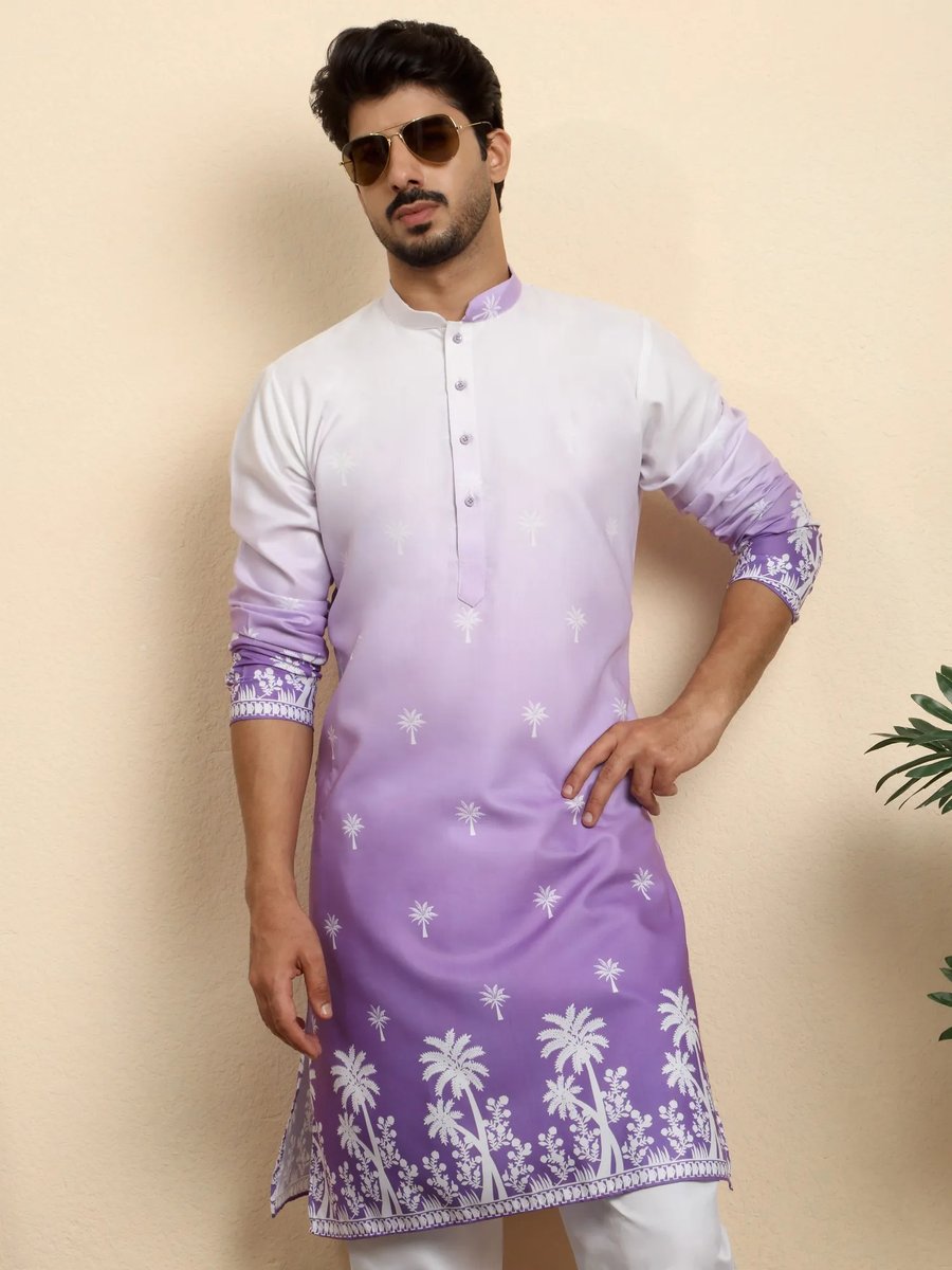 Men Purple Muslin Kurta