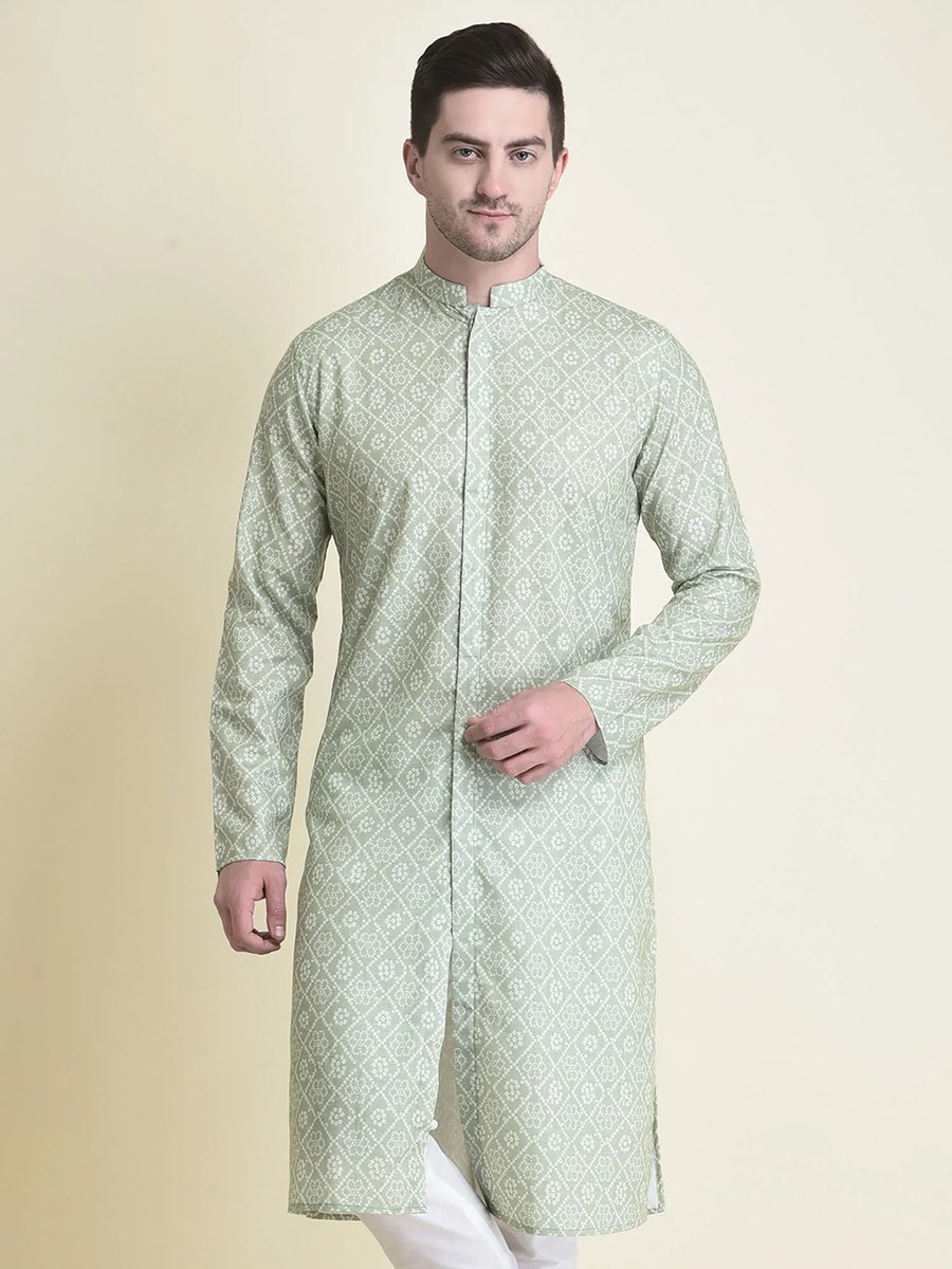 Cotton Silk Embroidered Mandarin Collor Off White Kurta
