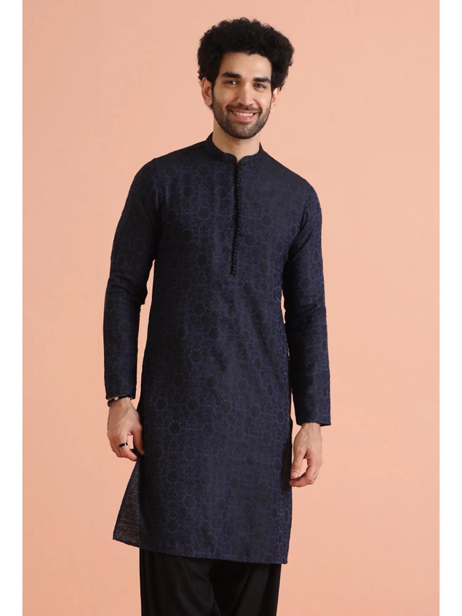 Dark Blue Kurta For Men