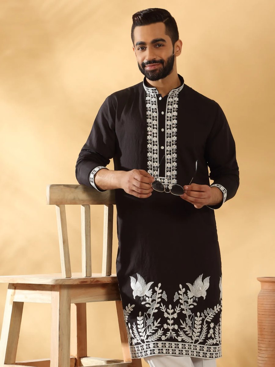 Mens Maroon Self Design Only Long Kur