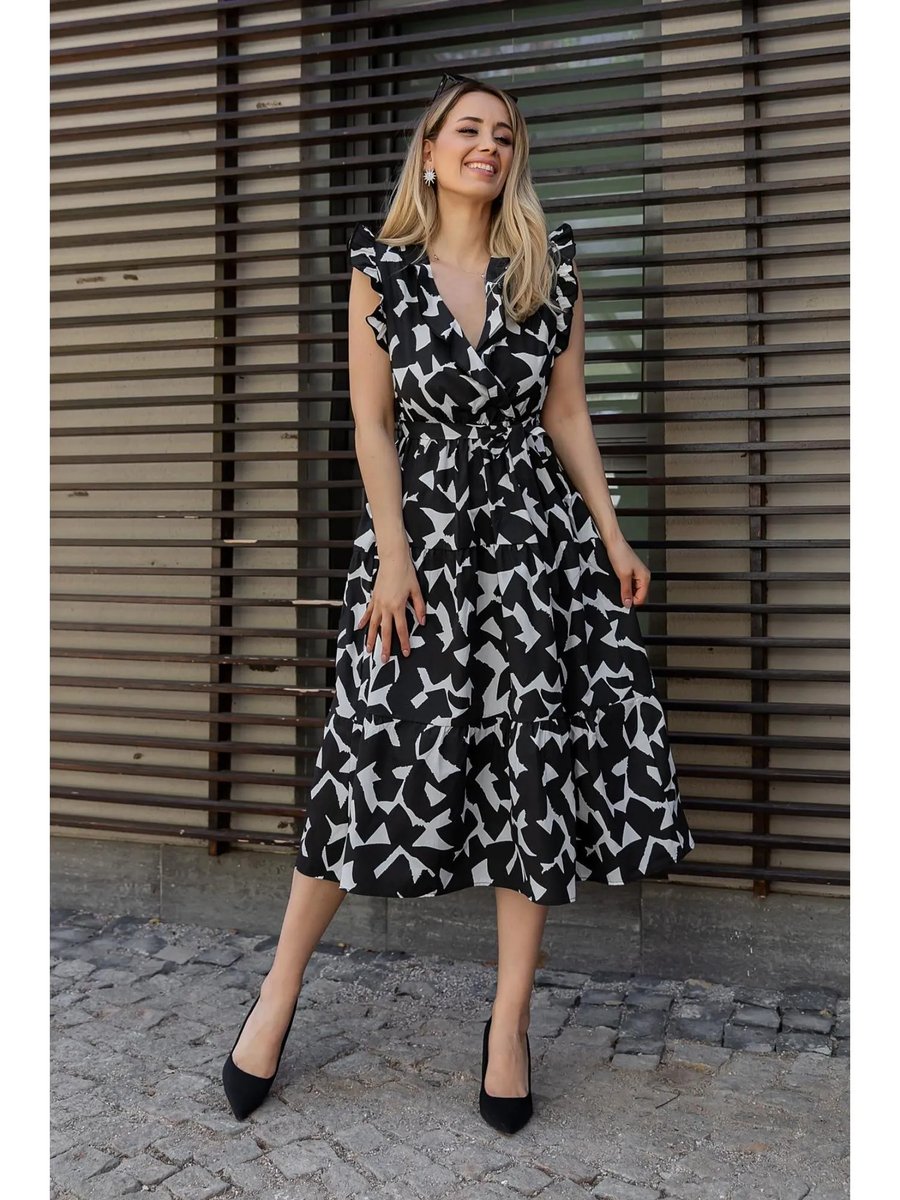 Shirt Style Midi Sleeveless Square Solid Dress
