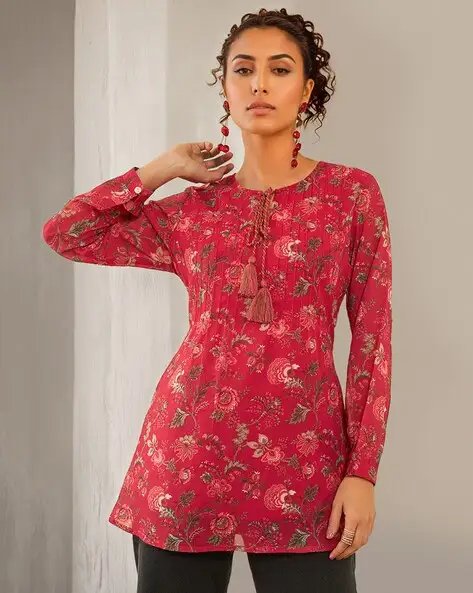 Women Floral Print A Line Tunic