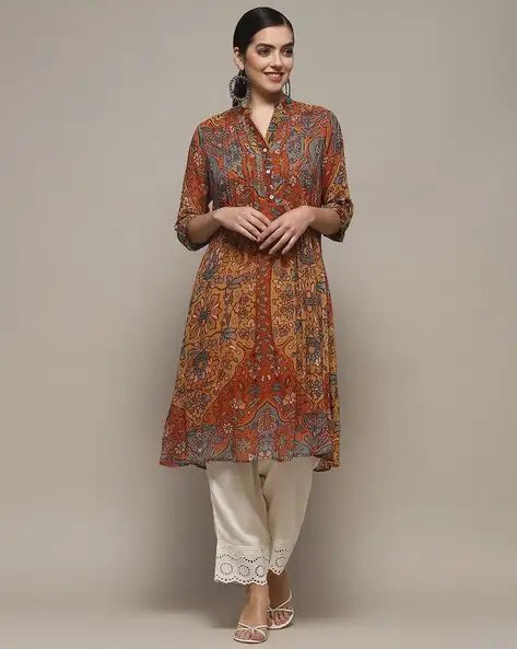 Mustard Viscose Straight Kurti