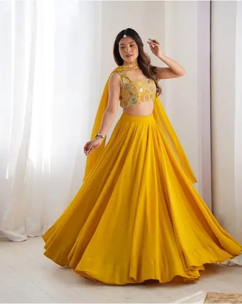 Yellow Women Flared Lehenga Choli Sets