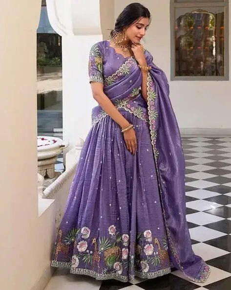 Women Semi Stitched Lehenga Choli