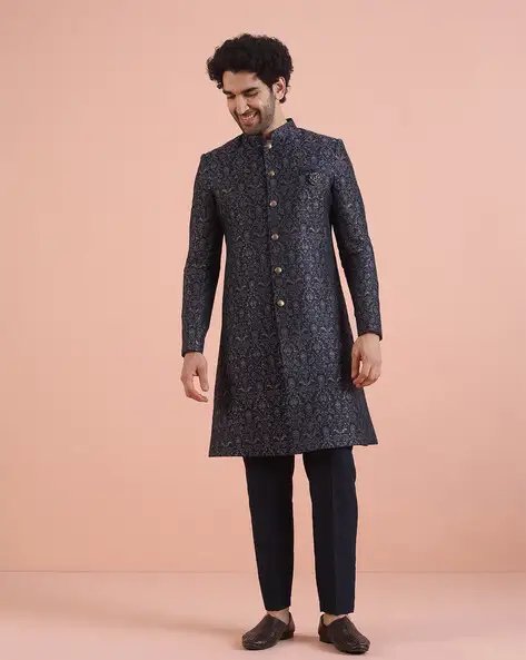 Men Self Design Sherwani Set
