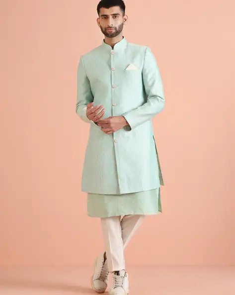 Men Regular Fit Sherwani Pants Set