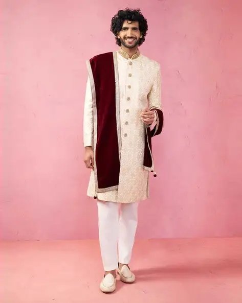 Men Regular Fit Sherwani Set