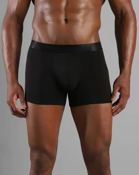 Black Men Trunks With Elasticated Waistband