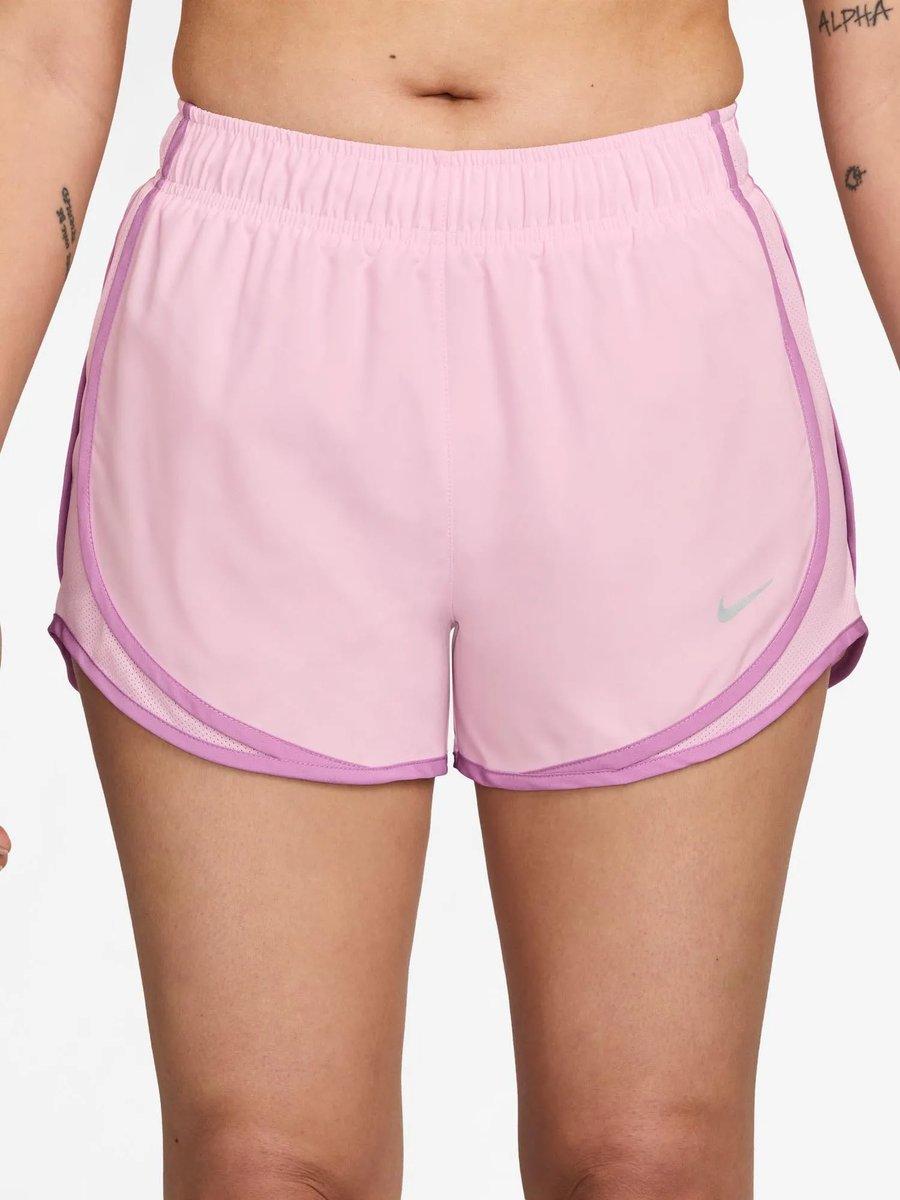 Women Pink Dri Fit Mid Rise Brief Lined Running Shorts