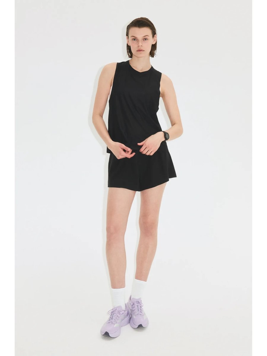 Women Black Double Layered Sports Shorts