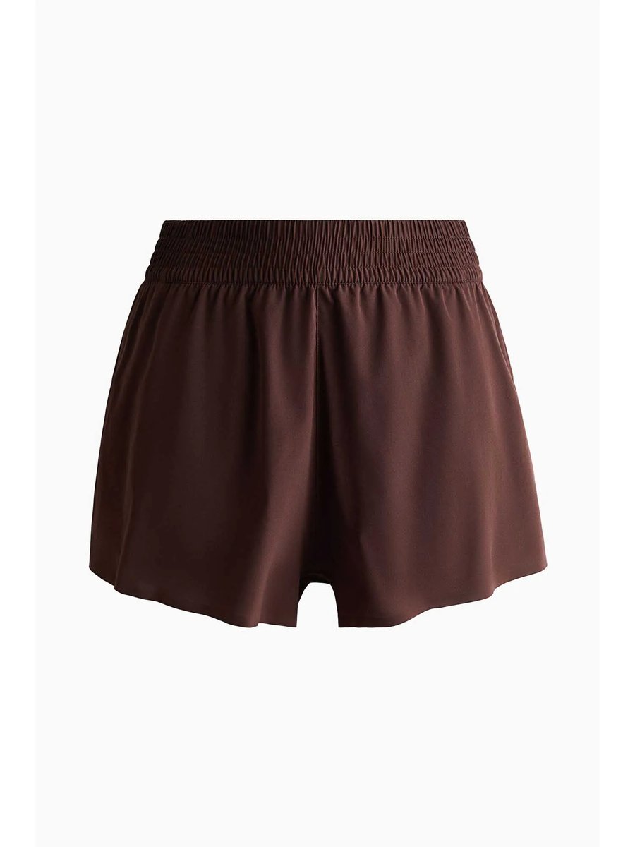 Women Brown Double Layered Sports Shorts