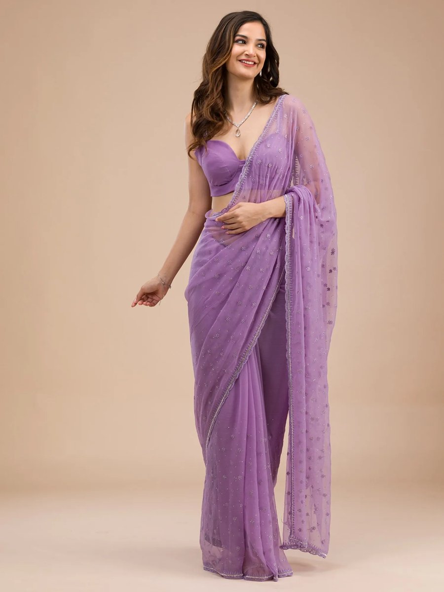 Elegance Temple Tissue Saree With Unstitched Blouse
