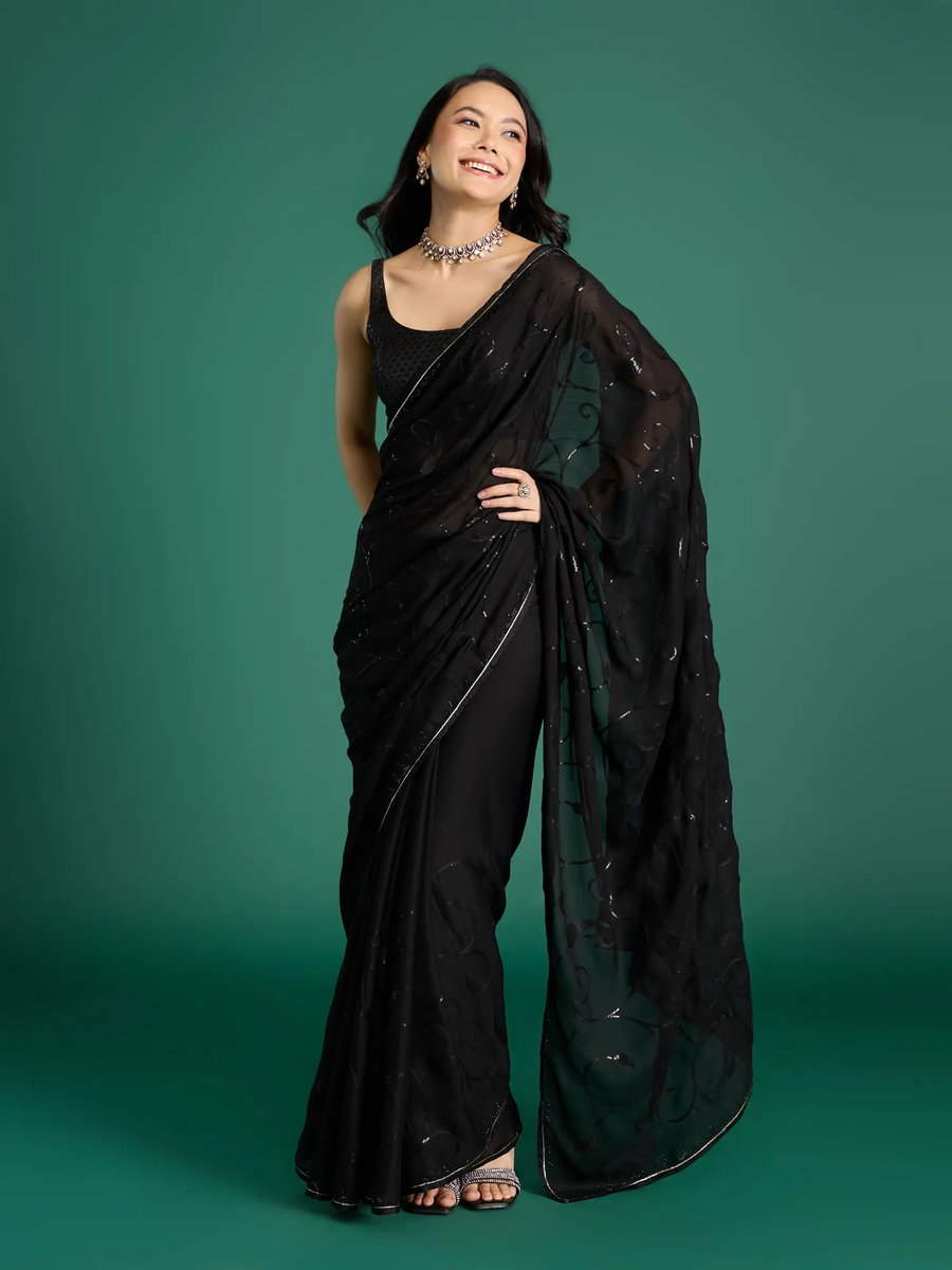 Coastal Linen Saree With Unstitched