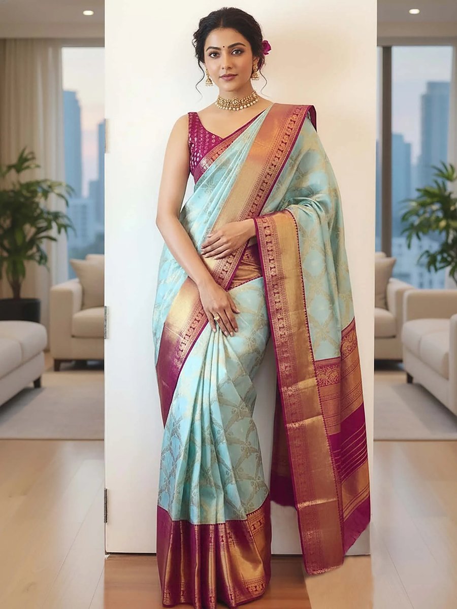 Brown Crepe Floral Saree With Unstitched Blouse Boho Naari