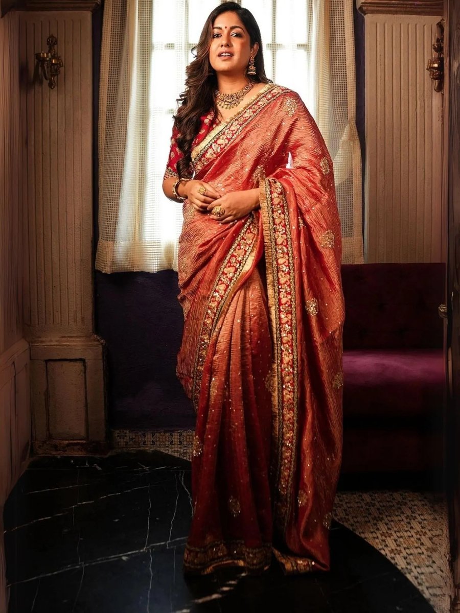 Designer Linen Silk Printed Saree With Unstitched Blouse