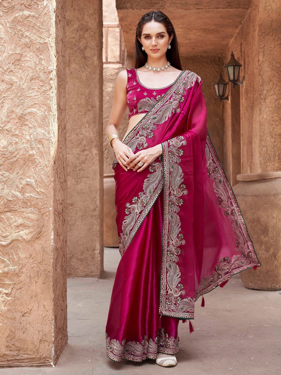 Embellished Saree With Unstitched Blouse