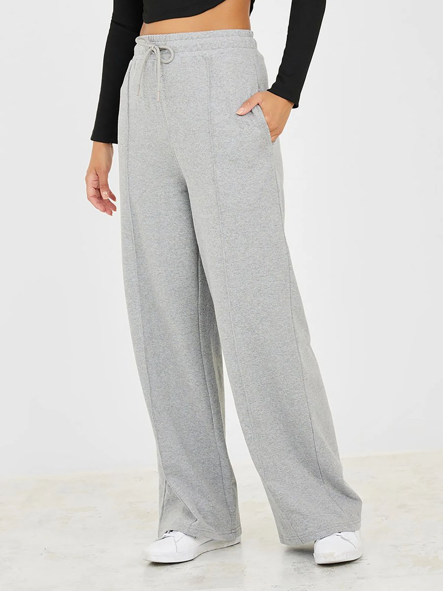 Pintuck Drawstring Waistband Wide Leg Jogger