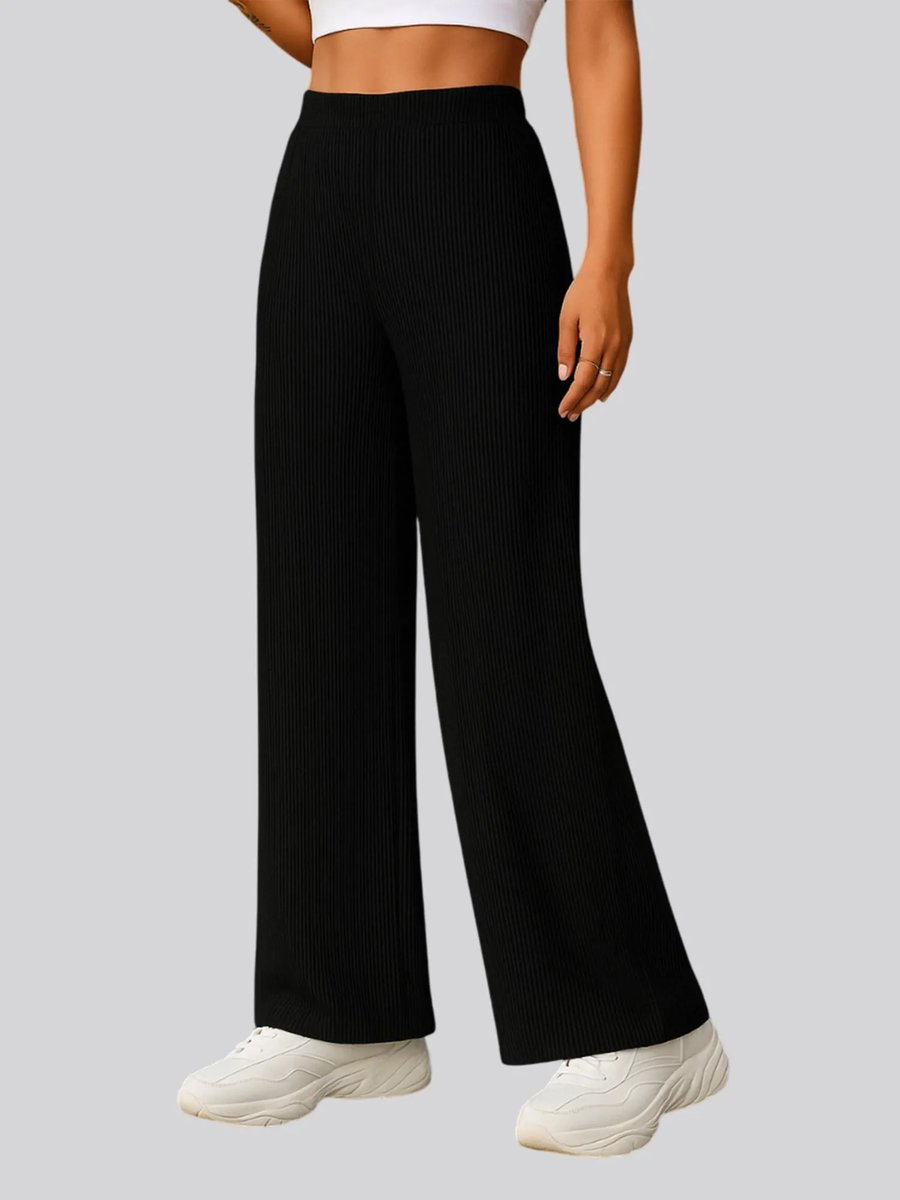 Womens Black Cotton Straight Fit Everyday Trouser