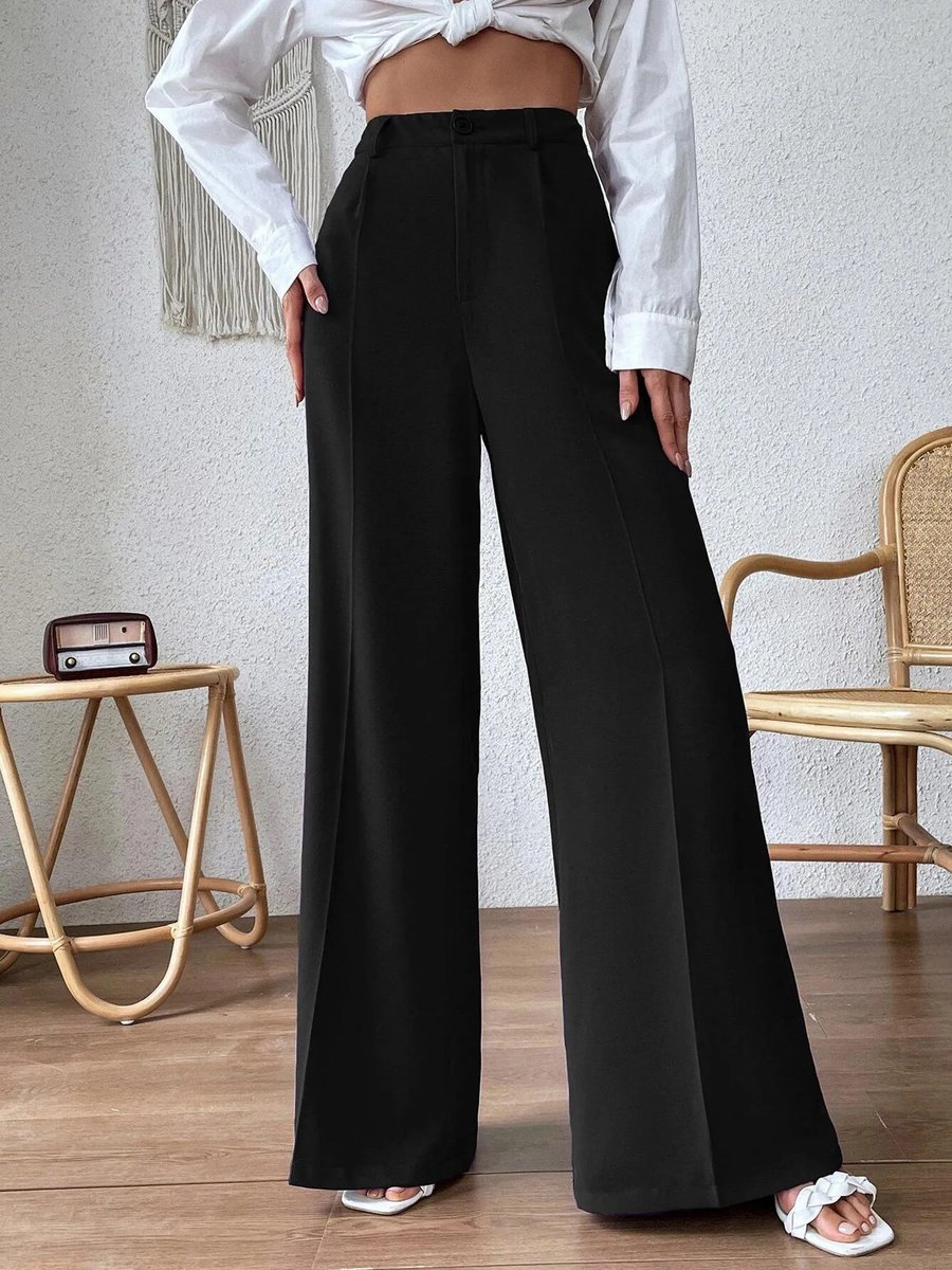 Women Black Polyester Solid Tights