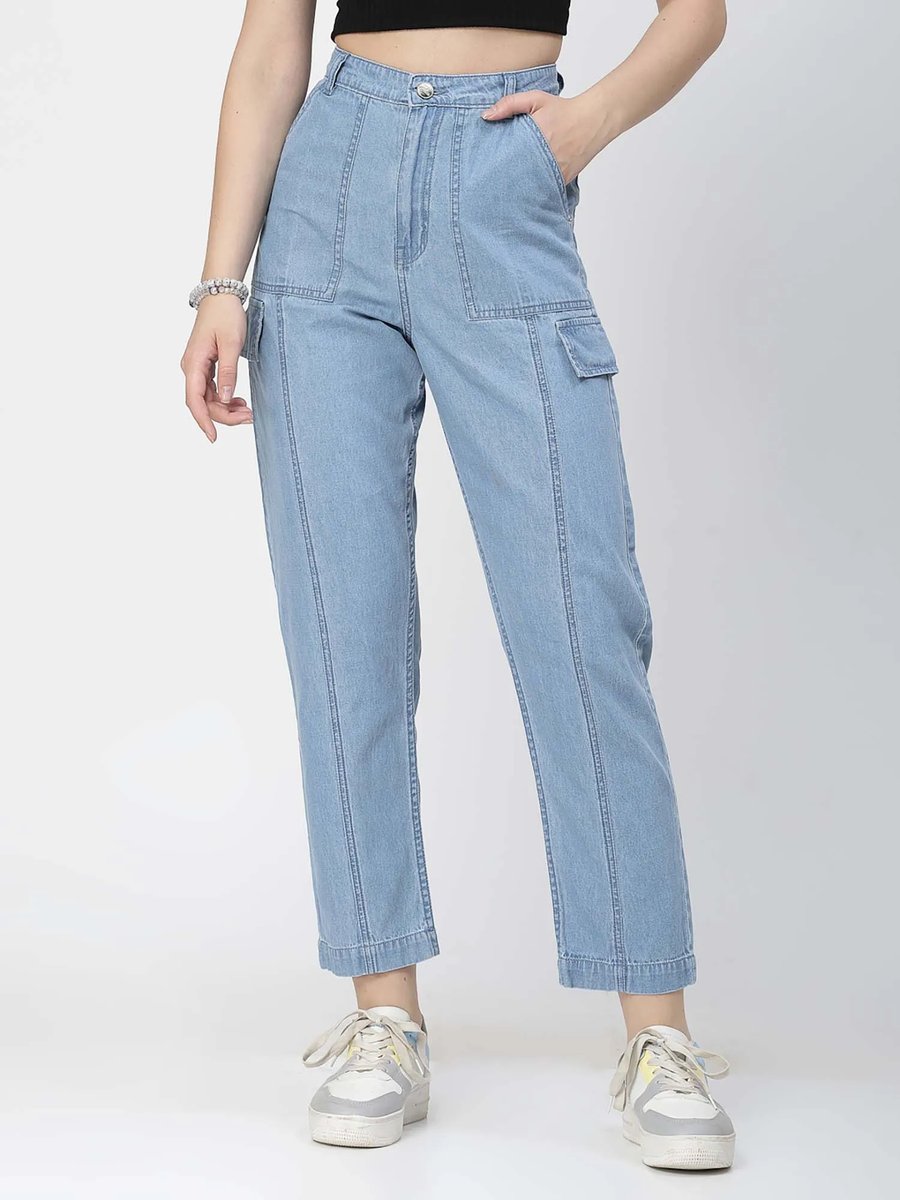 Women Jet Black Baggy Jeans