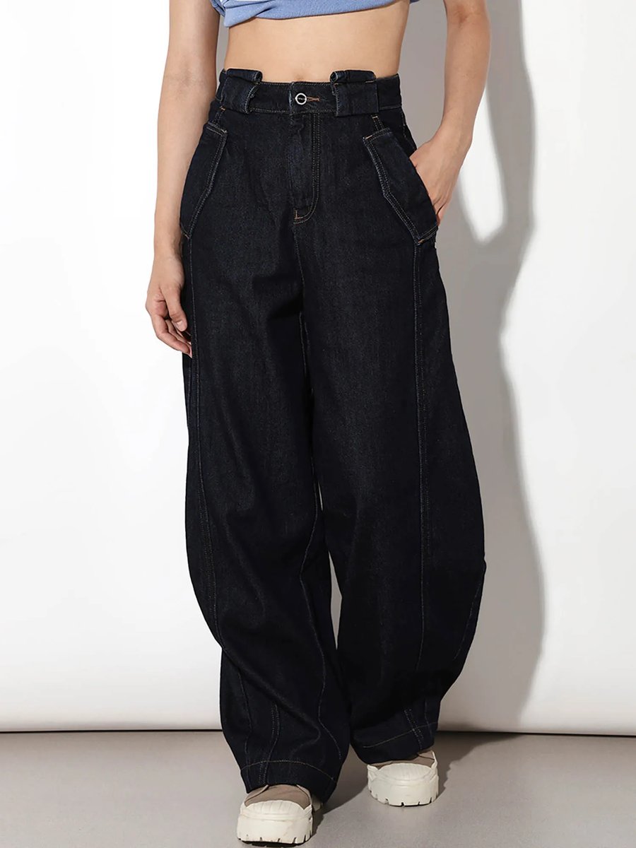 Black Wide Leg High Rise Jeans
