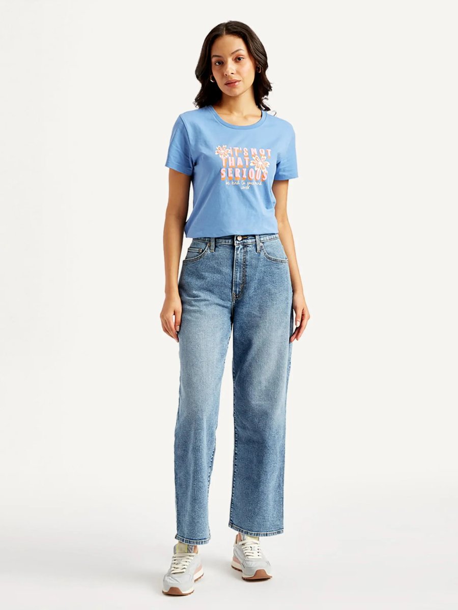 Blue High Rise Baggy Fit Jeans